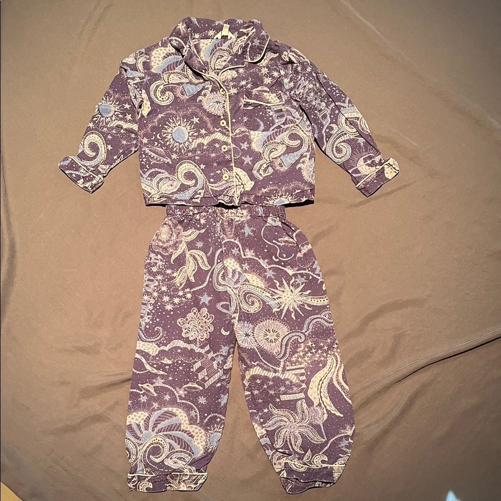 Liberty Kids Pajama Set - Purple and Cream Paisley